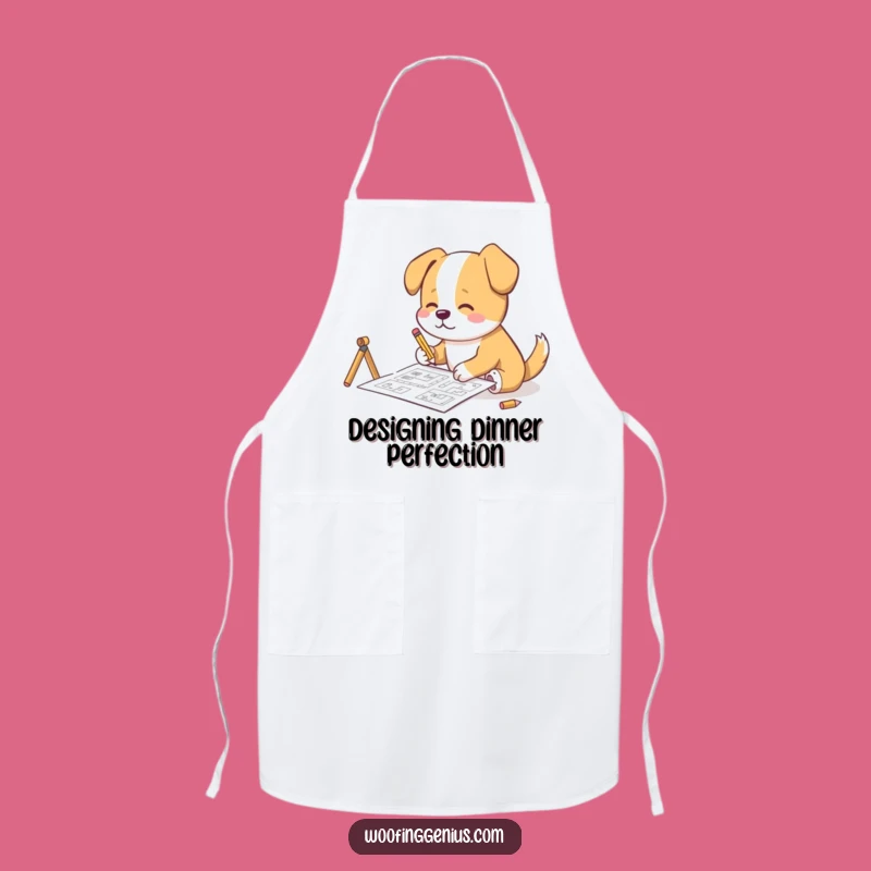 Funny Architect Dog Apron: Blueprint Sketching Pup, Hilarious Kitchen Gift