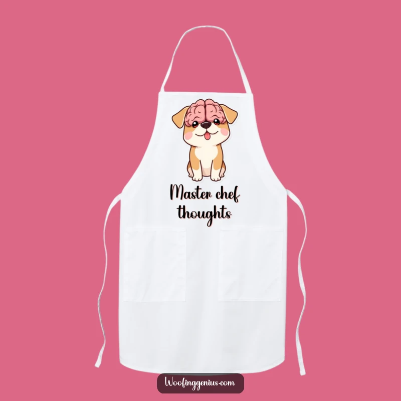 Funny Big Brain Dog Apron: Cook with Genius, Hilarious Kitchen Funny Gift