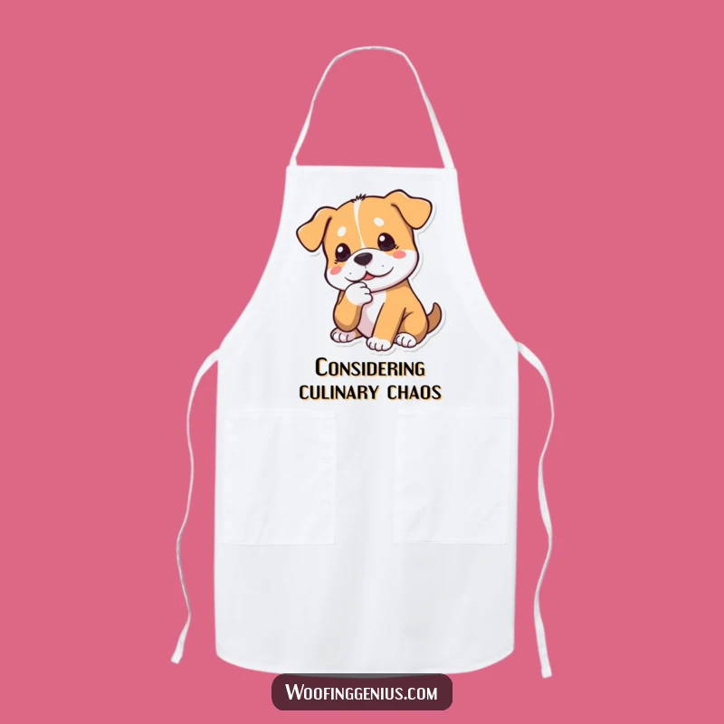 Funny Dog Philosopher Apron: Chin Tap Thought, Humorous Chef Gift