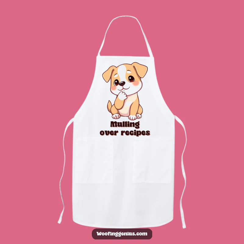 Funny Pensive Dog Apron - Chin Stroke Paw, Culinary Contemplation Gift