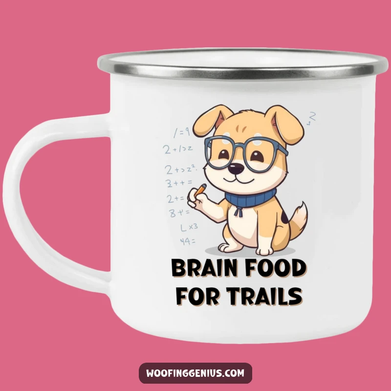 Funny Dog Brain Camp Mug: Spectacled Scribbler, Hilarious Outdoor Gift