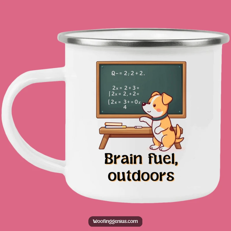 Funny Genius Dog Enamel Mug - Outdoor Equation Adventure Gift!