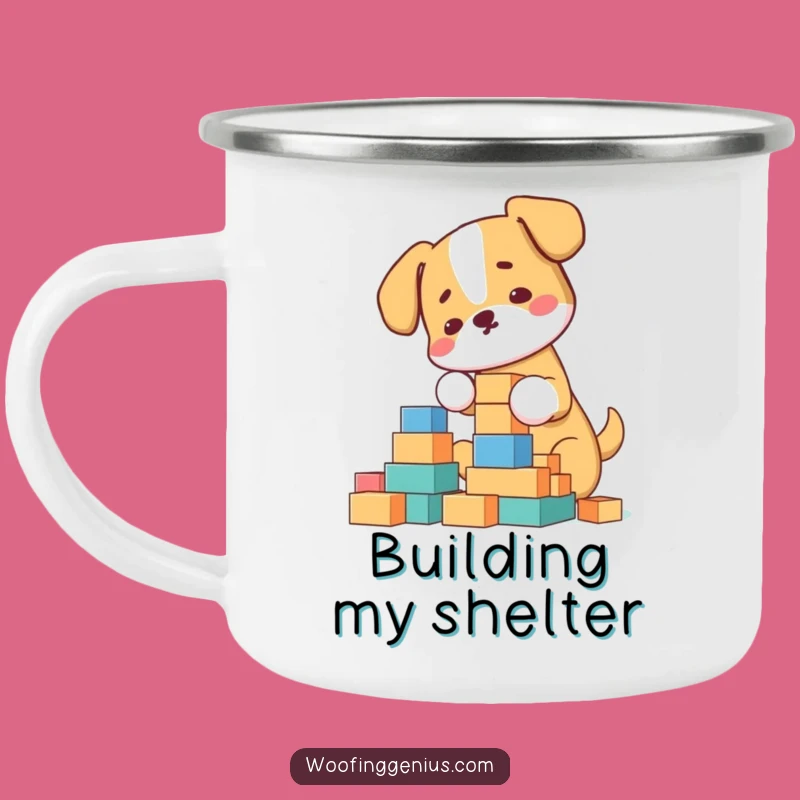 Funny Architect Dog Camping Mug: Block Tower Build, Great Humorous Gift