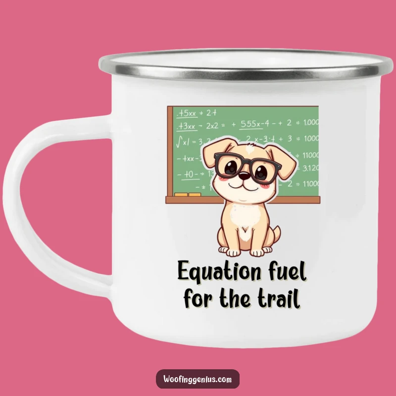 Funny Genius Dog Camping Mug: Outdoor Scholar's Equation Coffee Cup Gift
