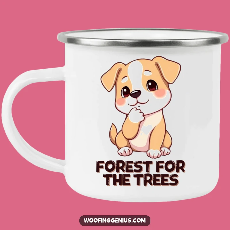 Funny Pondering Dog Camping Mug - Chin Stroke Paw, Outdoor Contemplation Gift
