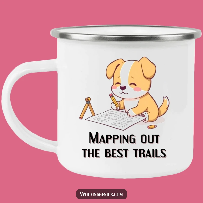 Funny Architect Dog Camping Mug: Blueprint Sketching Pup, Hilarious Outdoor Gift