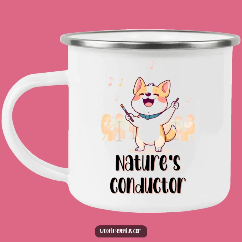 Funny Maestro Dog Camping Mug: Symphonic Sips for Outdoor Concerts