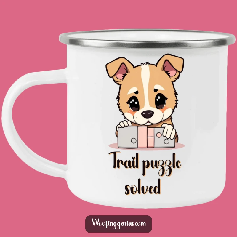 Funny Genius Dog Camping Mug: Puzzle Contemplation, Great Humorous Gift