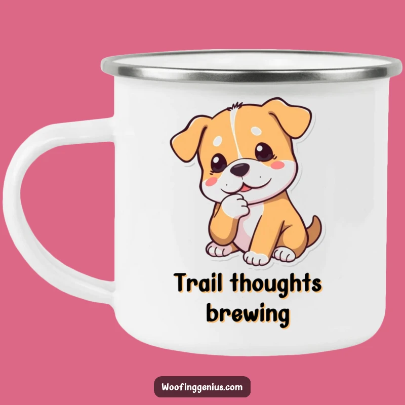 Funny Dog Contemplation Camp Mug: Pondering Paw, Hilarious Outdoor Gift