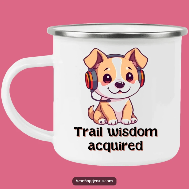 Funny Lecture Dog Enamel Mug - Campfire Learning Adventure Gift!