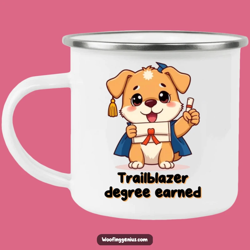 Funny Dog Graduation Camping Mug: Adventure and Smarts on the Go
