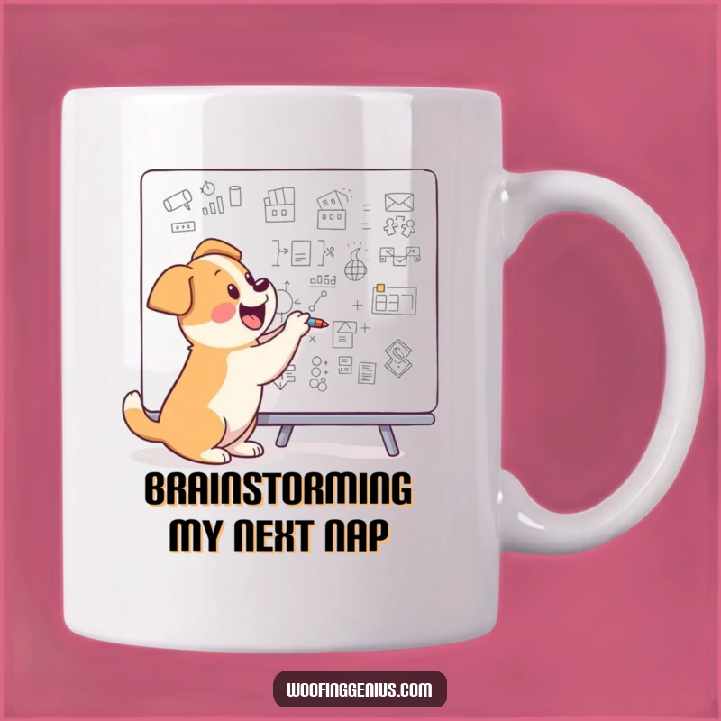 Funny Dog Genius Mug - Smart Pup Drawing Diagrams - Perfect Intellectual Gift