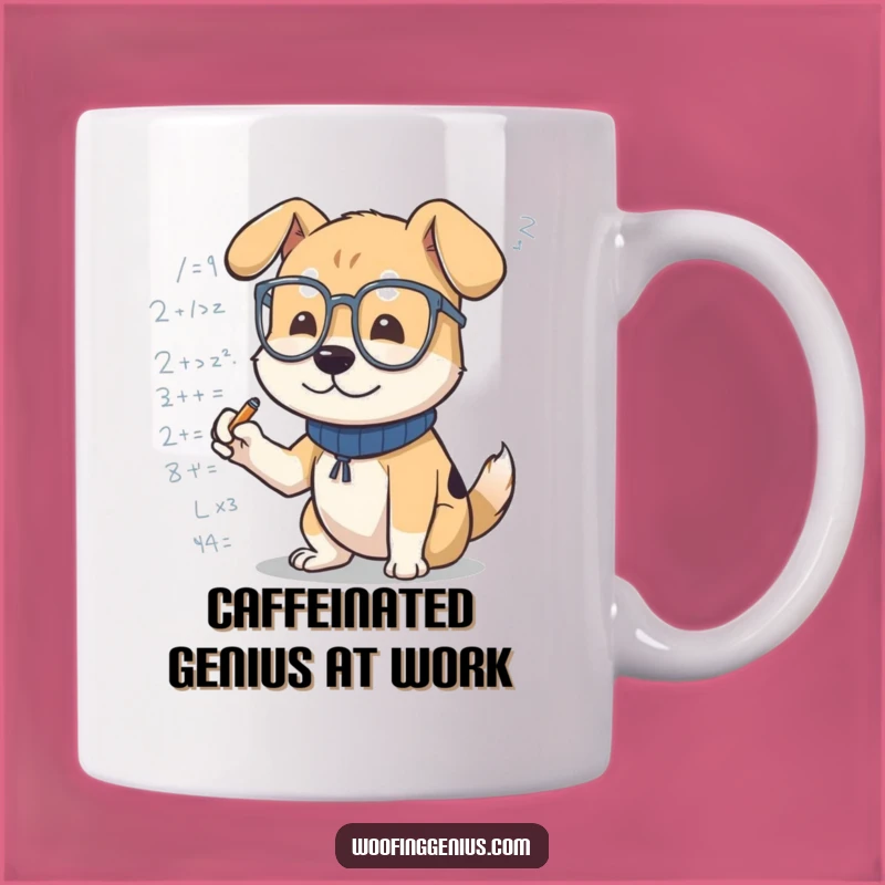 Funny Dog Genius Mug: Scribbling Spectacled Canine, Perfect Smart Gift