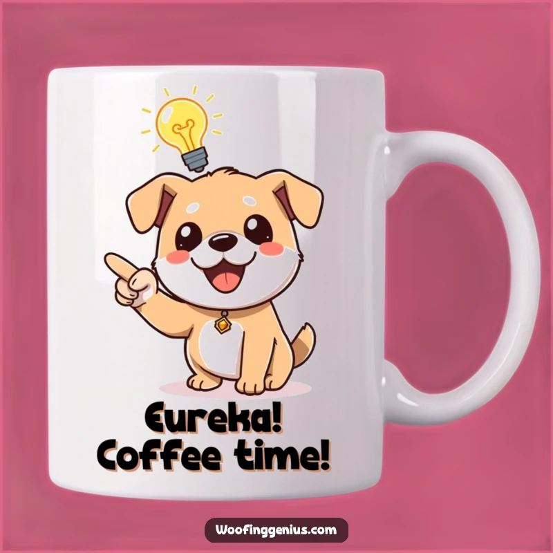 Funny Idea Dog Mug: Lightbulb Moment Canine's Enthusiastic Pointer Gift