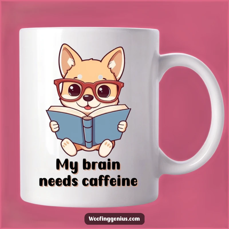 Funny Bookworm Dog Mug - Oversized Glasses, Smart Pup Gift for Readers