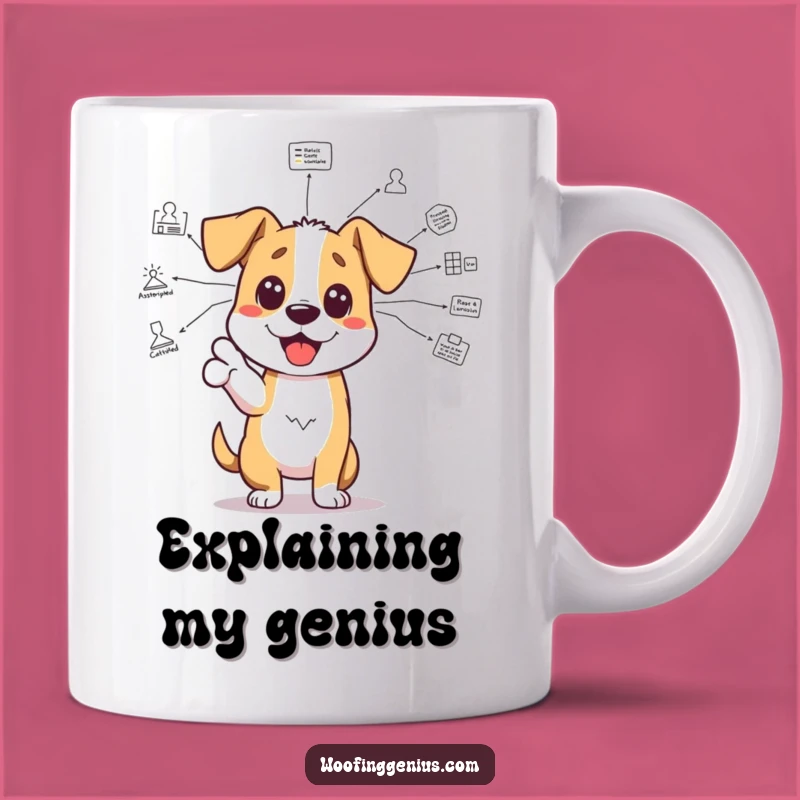 Funny Brainy Dog Mug: Genius Pooch Explains Complex Diagram Hilariously