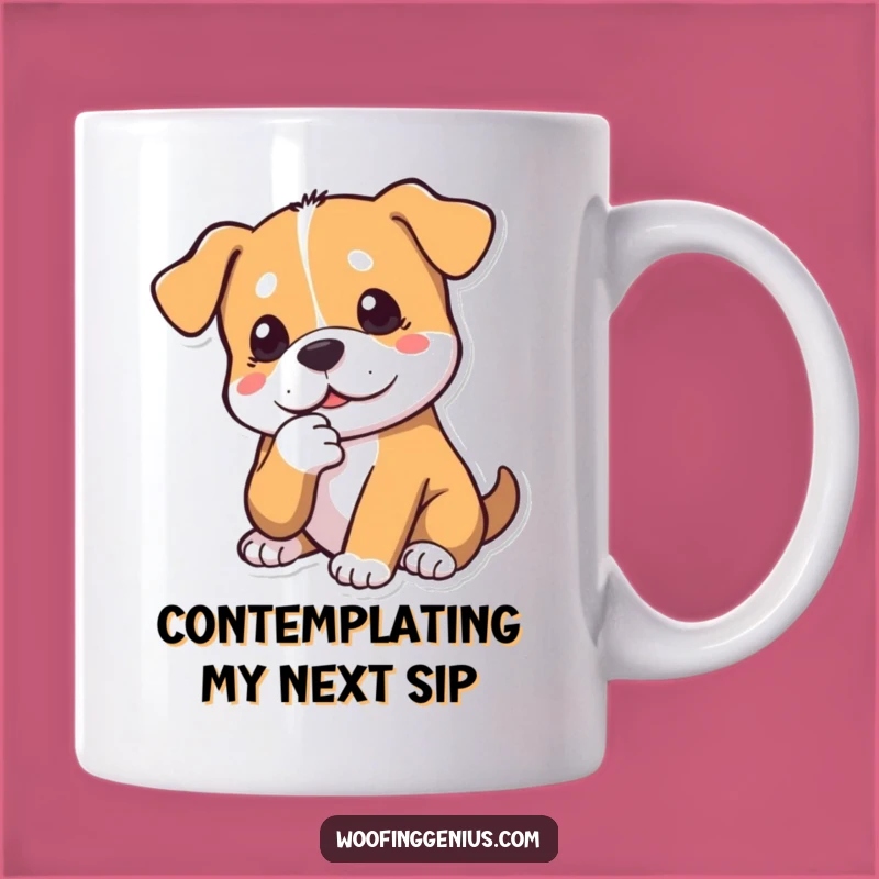 Funny Dog Pondering Mug: Thoughtful Chin Tap, Perfect Deep Thinker Gift