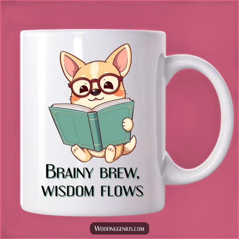 Funny Enlightened Dog Mug: Wise Spectacled Pup Gift, Smart Book Lover