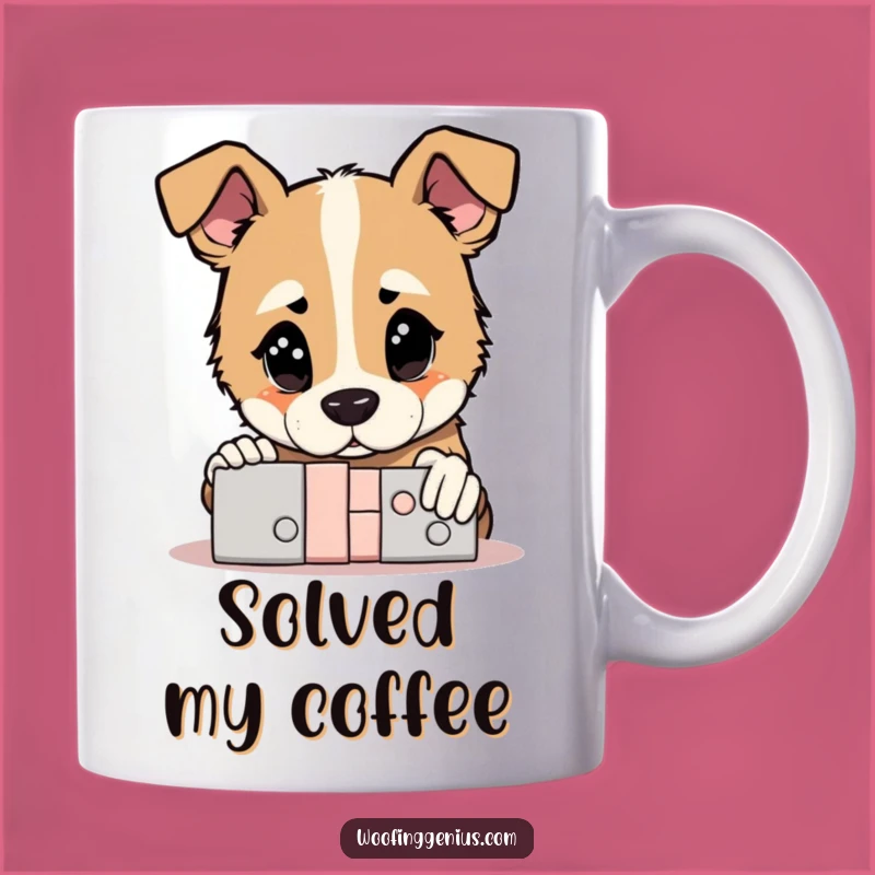Funny Genius Dog Mug: Solved Puzzle Contemplation, Perfect Humorous Gift