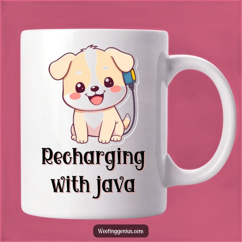 Funny Kawaii Dog Mug: Self-Charging Humor Gift for Tech Lovers