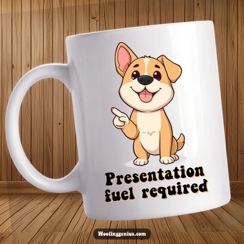 Funny dog confidently presenting information using a miniature pointer, looking professional and engaging.