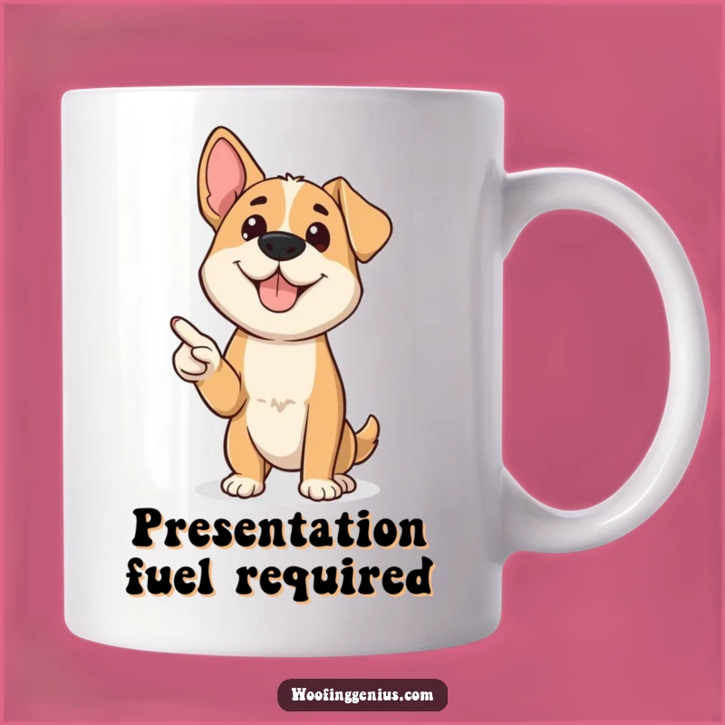 Funny Presenter Dog Mug: Confident Canine's Pointer Coffee Cup Gift