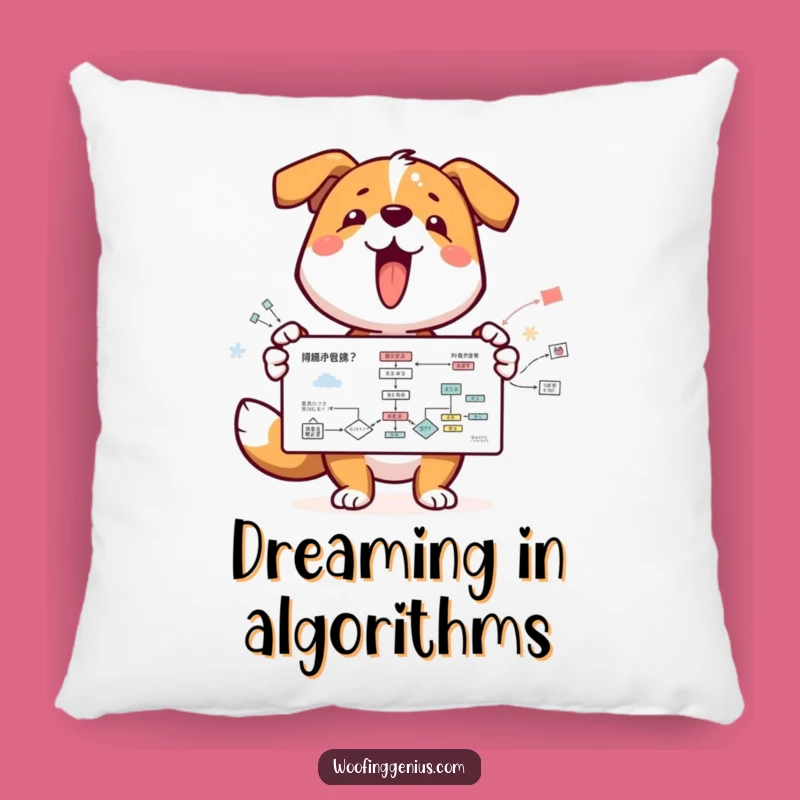 Funny Dog Flowchart Comfy Pillow - Snuggle Up with Genius!