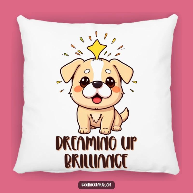 Funny Dog Pillow: Eureka Moment Bliss, Comfy Cushion for Bright Ideas