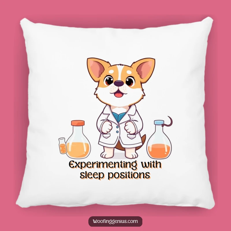 Funny Scientist Dog Pillow: Surprised Experiment Comfort, Hilarious Science Gift