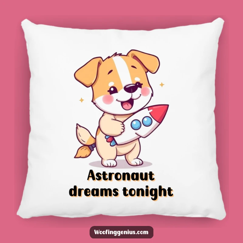 Funny Dog Rocket Pillow - Cozy Space Dream Accent