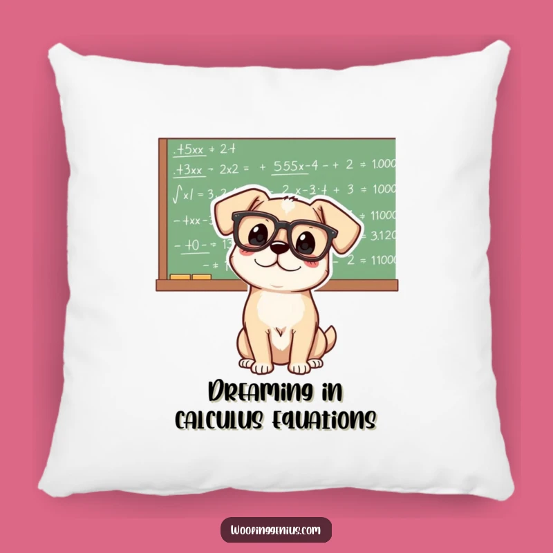 Funny Genius Dog Pillow: Comfy Scholar's Equation Accent Cushion Gift