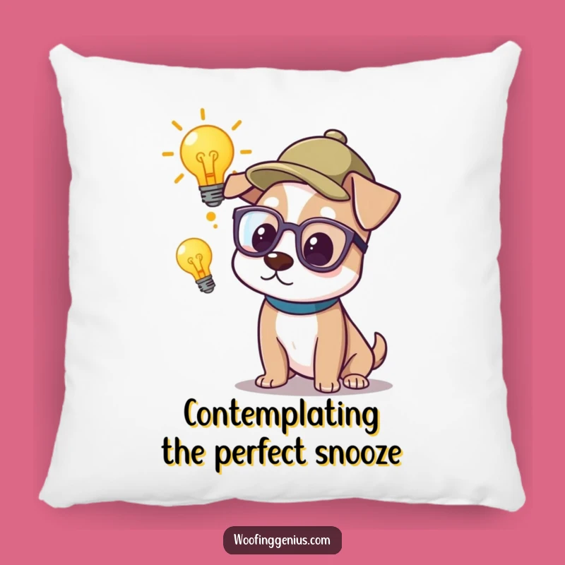 Funny Genius Dog Pillow: Smart Pondering Comfort, Hilarious Intellectual Gift