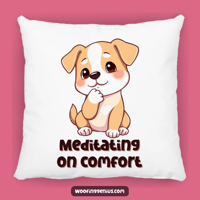 Funny Pondering Dog Pillow - Chin Stroke Paw, Cozy Thoughtful Decor Gift