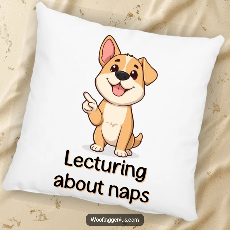 Funny dog confidently presenting with a miniature pointer, a humorous and cozy accent pillow.