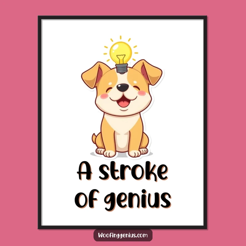 Funny Genius Dog Digital Art - Lightbulb Idea, Printable Innovation Gift