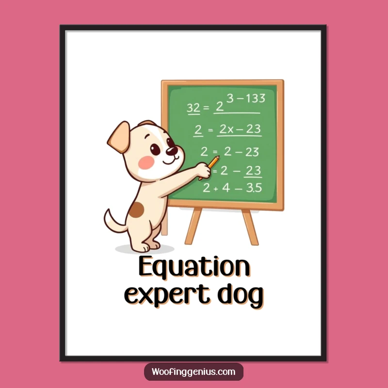Funny Genius Dog Digital Art: Smart Equations Print, Hilarious Instant Gift