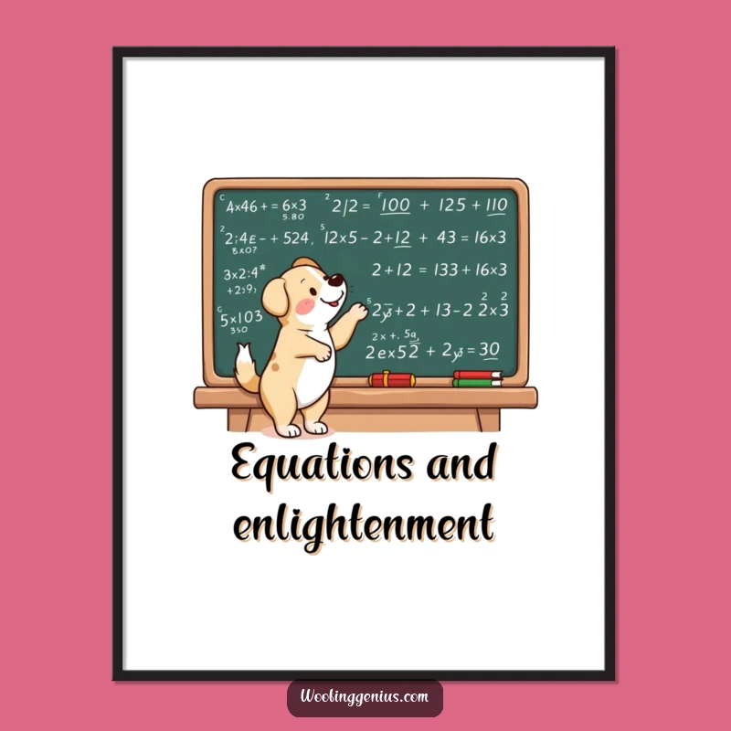 Funny Dog Math Digital Art - Equation Wall Decor for Study Spaces