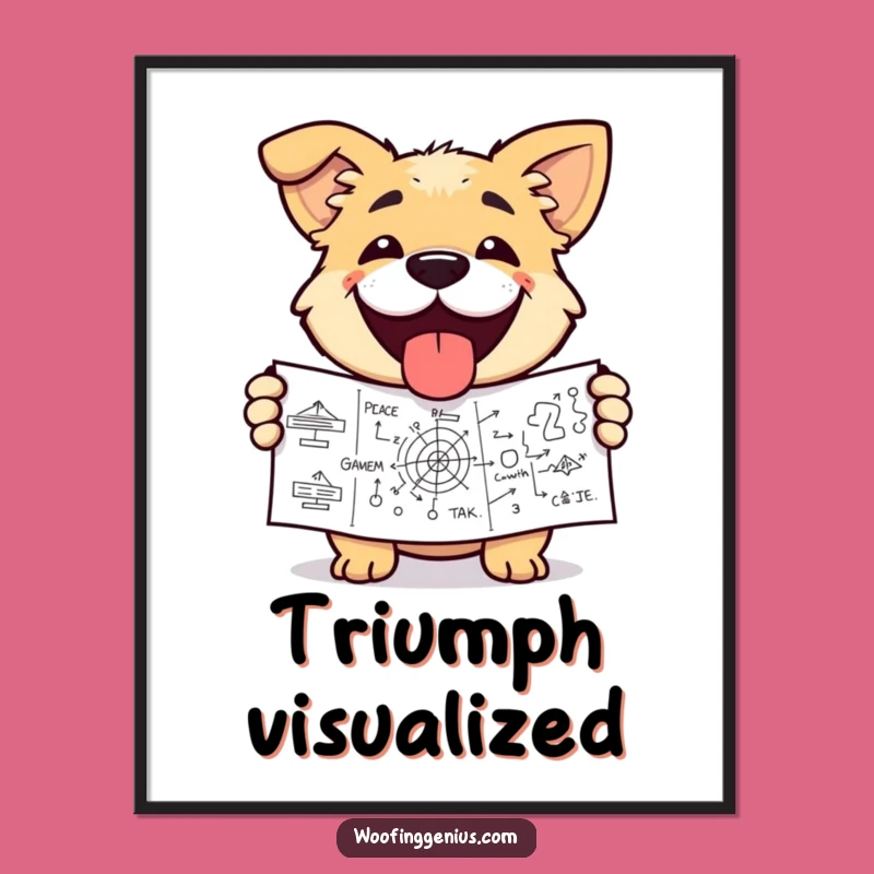 Funny Dog Mastery Art: Triumphant Diagram, Instant Success Gift