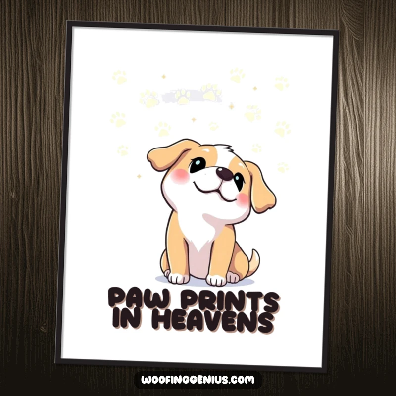 Funny dog gazing at paw print constellations in the sky, perfect for instant digital art. Funny gift print.