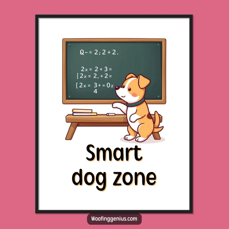 Funny Genius Dog Chalkboard Digital Print - Instant Equation Decor Gift!