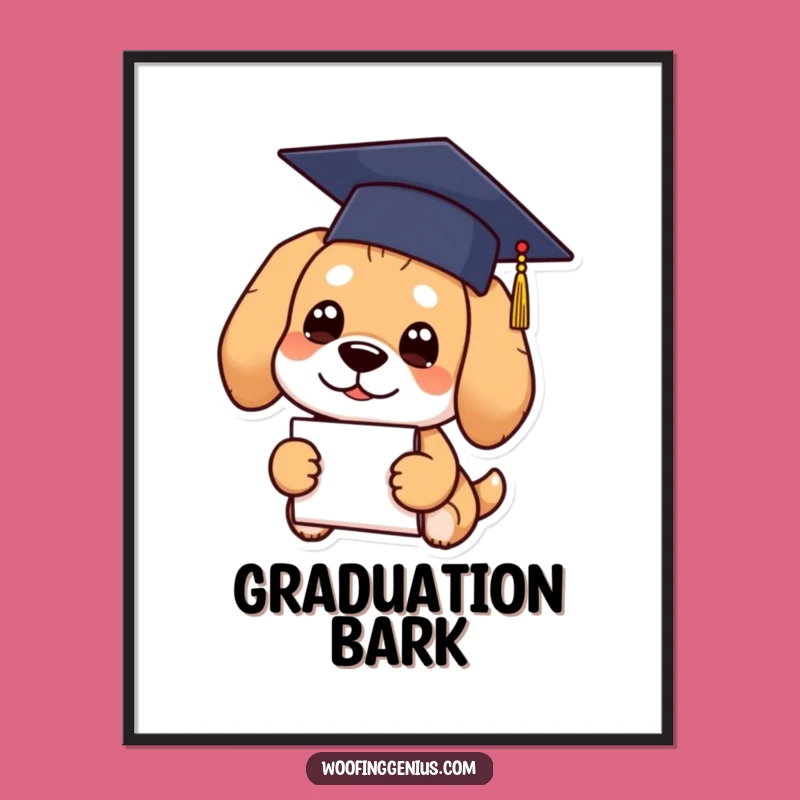 Funny Graduation Dog Digital Art: Hilarious Smart Canine Print