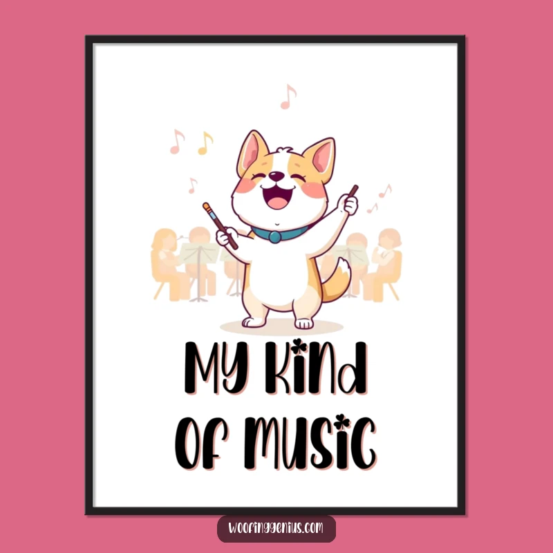 Funny Maestro Dog Digital Art: Energetic Conducting Decor for Your Space