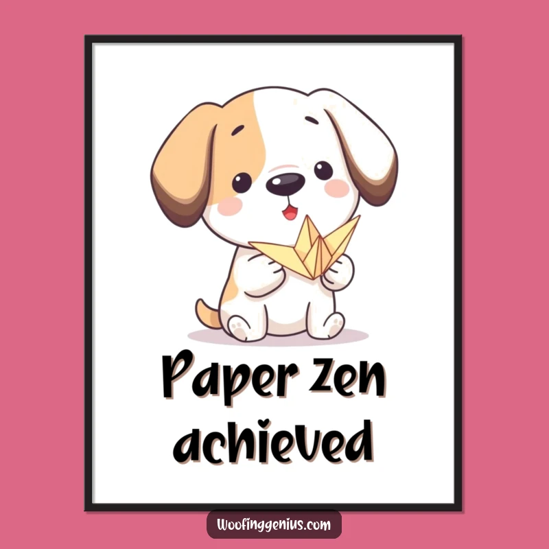 Funny Origami Dog Digital Art: Artistic Crane Decor for Your Space