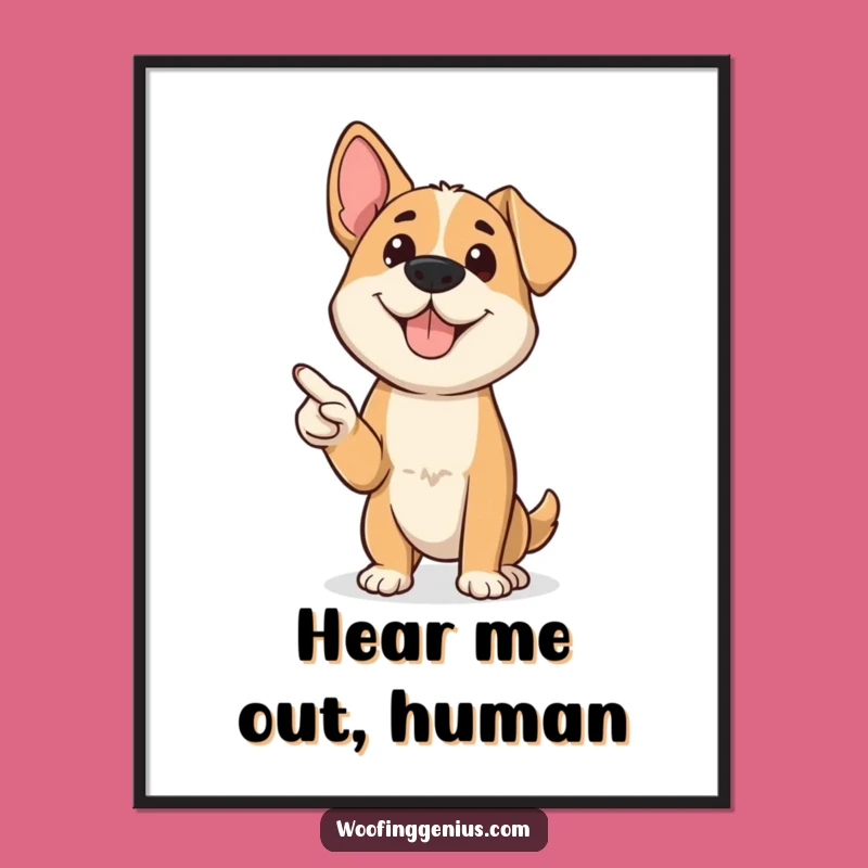 Funny Presenter Dog Digital Art: Canine's Pointer Instant Wall Gift