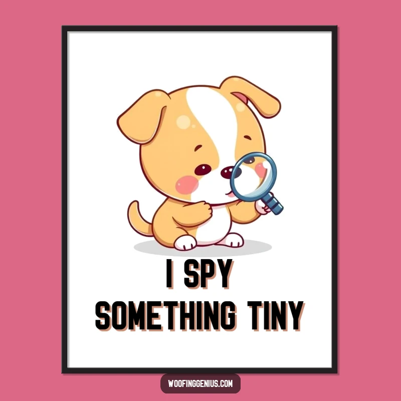 Funny Detective Dog Digital Print - Instant Tiny Detail Art Gift!