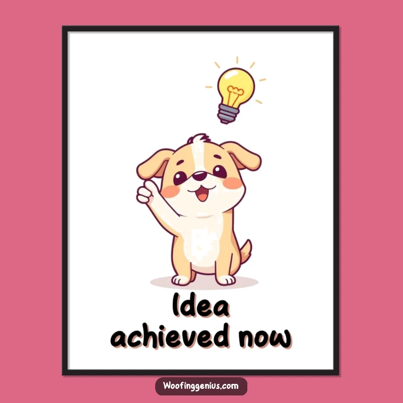 Funny Dog Idea Digital Print: Lightbulb Genius Art, Perfect Gift!