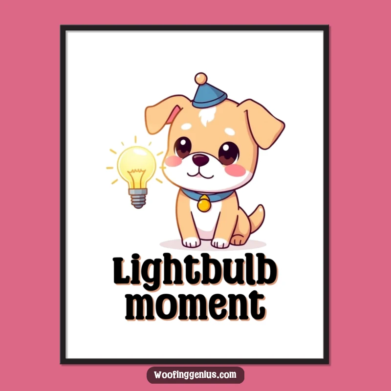 Printable Funny Dog Lightbulb Art - Instant Genius Download Gift