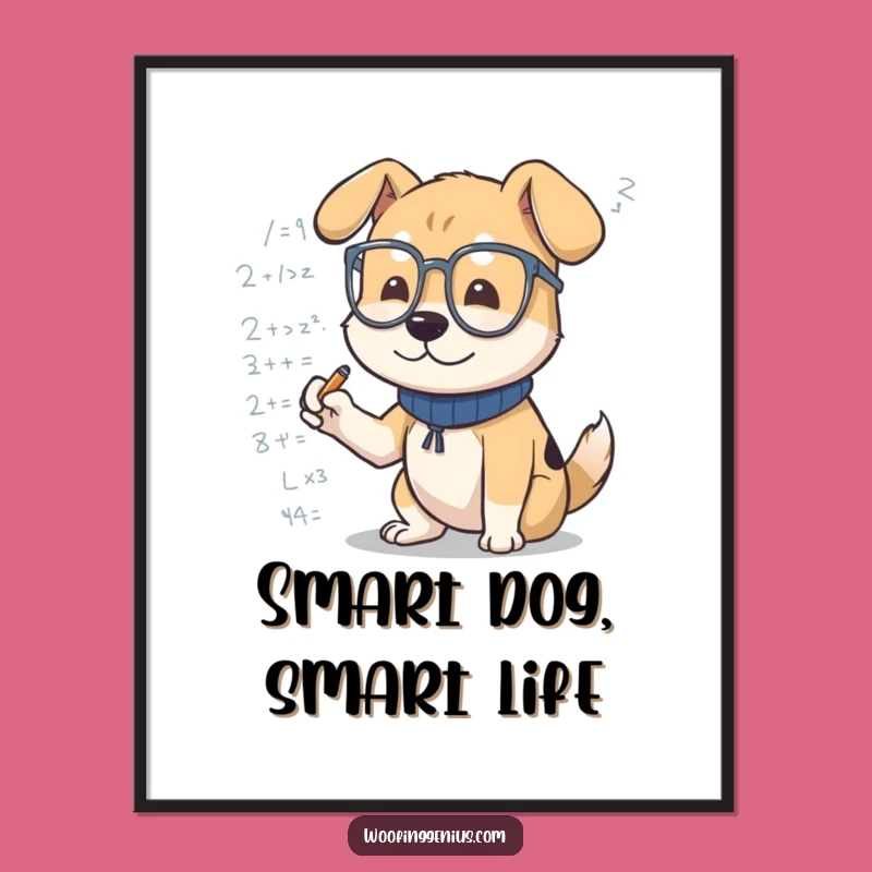Funny Dog Genius Art: Spectacled Scribbler, Instant Smart Gift