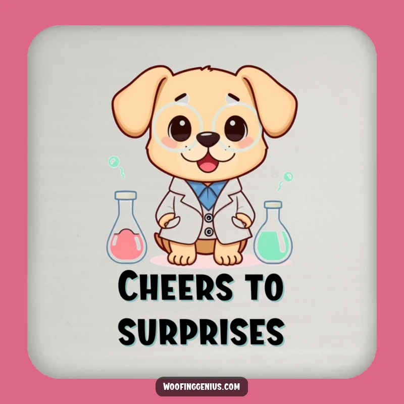 Funny Scientist Dog Coaster - Protect Surfaces with Surprise