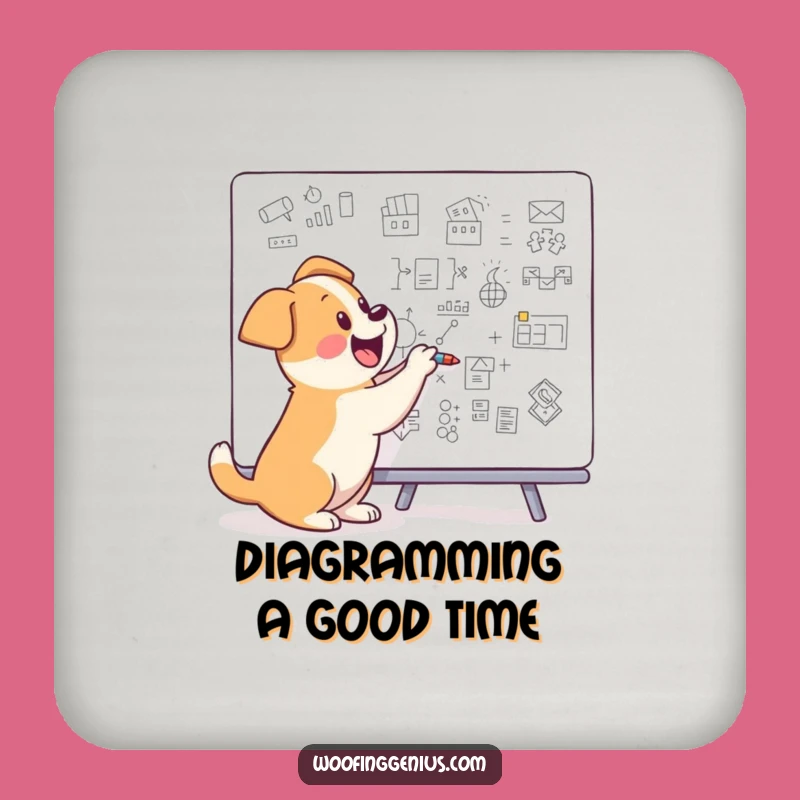 Funny Dog Coasters - Genius Pup Diagram Artist - Fun Table Saver Gift